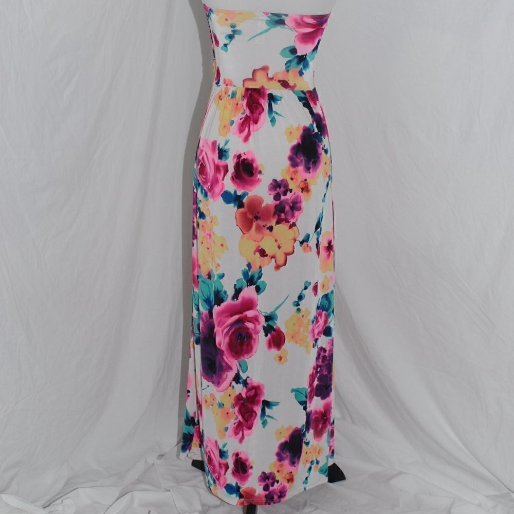 Maxi Dress With Pockets Sleeveless Floral Small White EUC - Picture 5 of 7